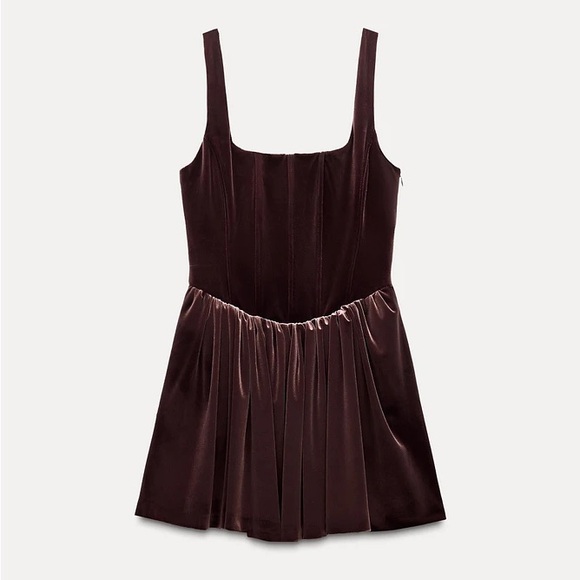 Size Small | Zara | Viral!! Velvet Burgundy Dress - Picture 3 of 16